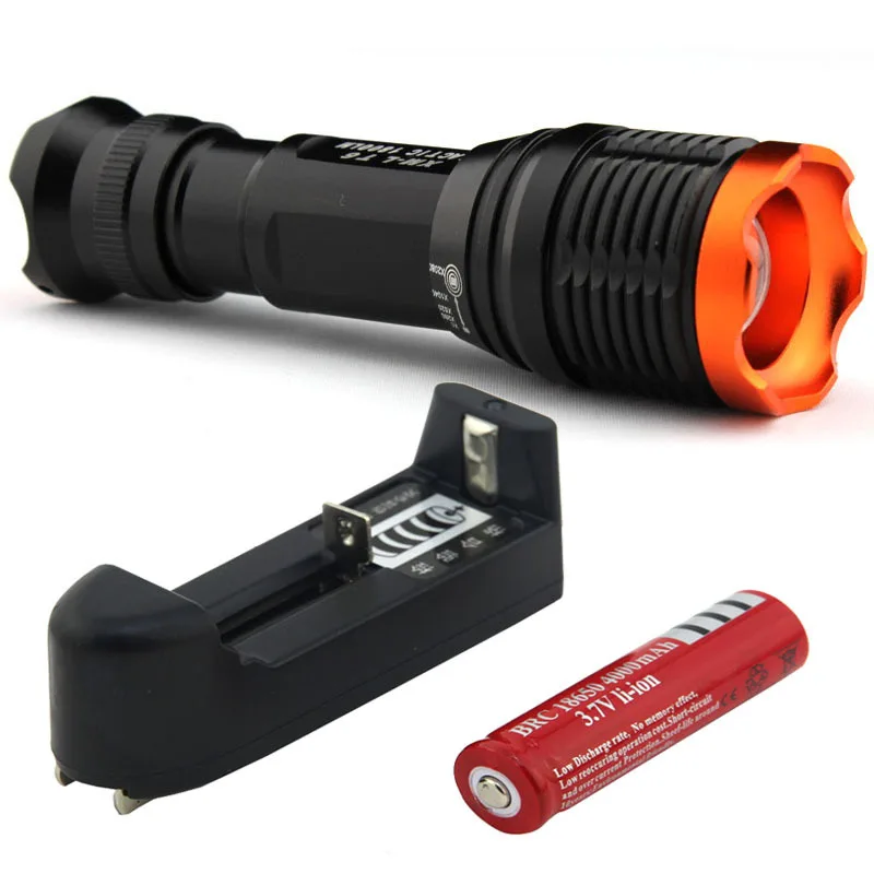 XM-L T6 1800 Lumens 7 mode Zoomable Led flashlight torch + 1 * 4000mah Rechargeable Battery + Charger
XM-L T6 1800 Lumens 7 mode Zoomable Led flashlight torch + 1 * 4000mah Rechargeable Battery + Charger