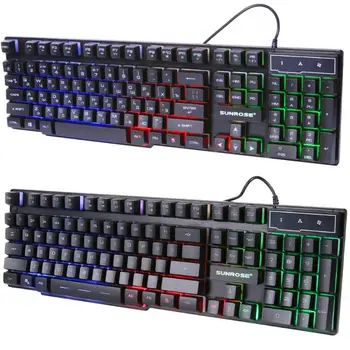 SUNROSE K201 USB Russian/English Mechanical Keyboard 104 Keys 3-Color Adjustable Backlight Splashproof Computer Game Keypads
SUNROSE K201 USB Russian/English Mechanical Keyboard 104 Keys 3-Color Adjustable Backlight Splashproof Computer Game Keypads