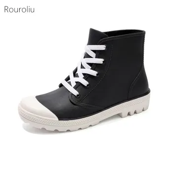 Rouroliu Women Non-Slip Ankle Rainboots Autumn Candy Color Water Boots Lace-Up Waterproof Platform Shoes Woman Wellies FR40
Rouroliu Women Non-Slip Ankle Rainboots Autumn Candy Color Water Boots Lace-Up Waterproof Platform Shoes Woman Wellies FR40