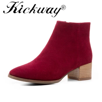 Kickway Natural Cow Suede Ankle Boots for Women Zipper Thick Heel Round Toe Autumn Winter Boots Black Vintage Booties Female
Kickway Natural Cow Suede Ankle Boots for Women Zipper Thick Heel Round Toe Autumn Winter Boots Black Vintage Booties Female