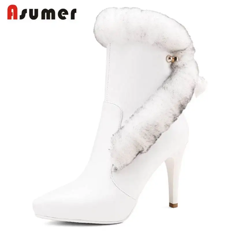ASUMER HOT 2020 fashion pointed toe ankle boots for women fur genuine leather boots zipper super high stiletto heel winter boots
ASUMER HOT 2020 fashion pointed toe ankle boots for women fur genuine leather boots zipper super high stiletto heel winter boots