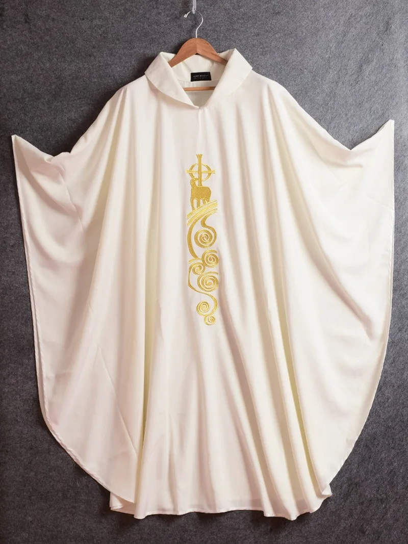 Chasuble Catholic White Church Lamb Embroidered Priest Vestments Chasuble Catholic White Church Lamb Embroidered Priest Vestments