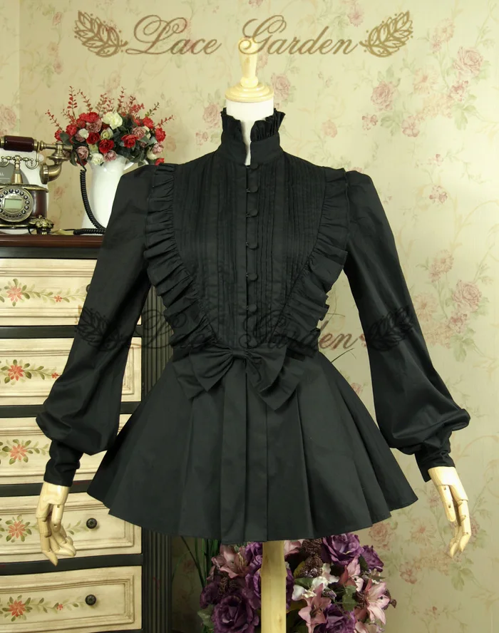 Lace Garden Branded Vintage Cascading Ruffles Women's Lantern Sleeve Black Lolita Blouse with Bow
Lace Garden Branded Vintage Cascading Ruffles Women's Lantern Sleeve Black Lolita Blouse with Bow