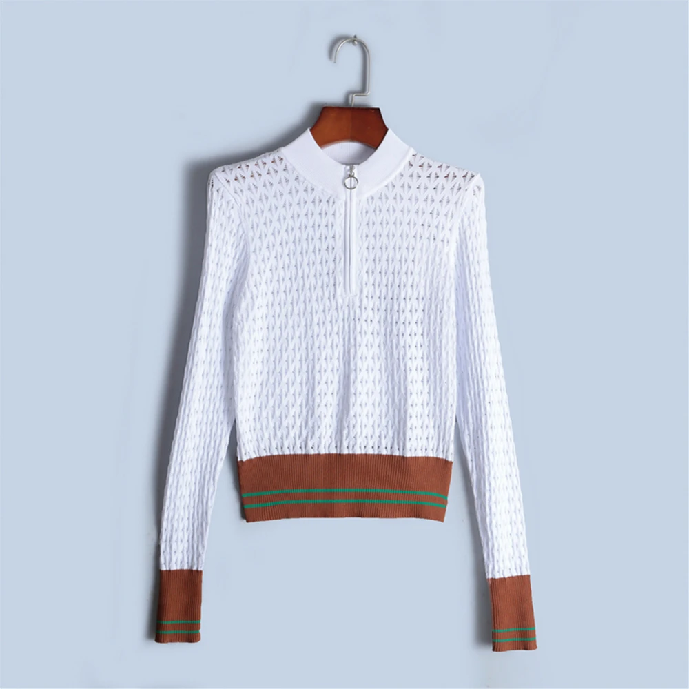 Tunjuefs Slim Fit Hollow Out Zippers Sweater Women Pullovers Elegan Runway Striped Long Sleeve Jumper Knitted Top Casual Autumn
Tunjuefs Slim Fit Hollow Out Zippers Sweater Women Pullovers Elegan Runway Striped Long Sleeve Jumper Knitted Top Casual Autumn