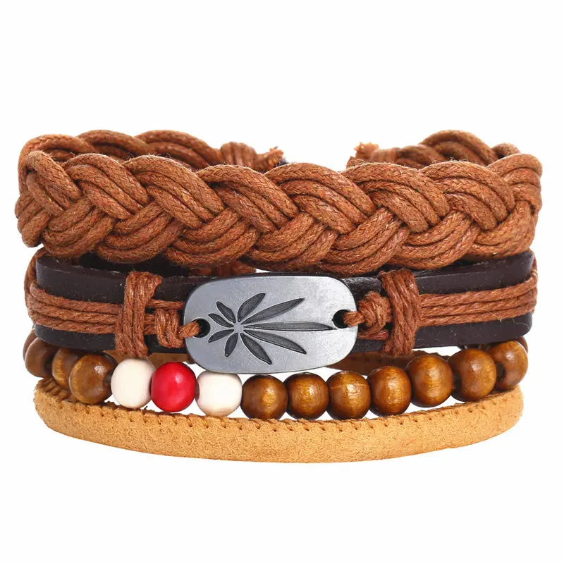 3 pcs/set Vintage leaf leather Braided Bracelets for Men Multi-layer Bead Bracelet Women's Retro Punk Casual Jewelry
3 pcs/set Vintage leaf leather Braided Bracelets for Men Multi-layer Bead Bracelet Women's Retro Punk Casual Jewelry