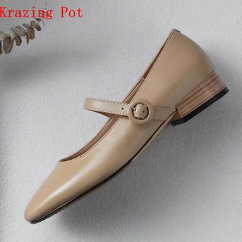 krazing Pot 2021 genuine leather round toe buckle straps soft color square low heels women pumps shallow mary janes shoes l24
krazing Pot 2021 genuine leather round toe buckle straps soft color square low heels women pumps shallow mary janes shoes l24
