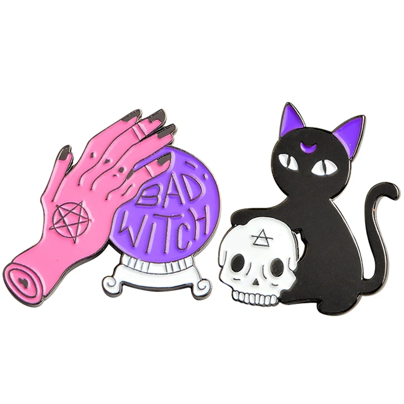Fashion Evil Witch Pin Crystal Ball Witch Hands Cool Black Cat Skull Head Pin Set Enamel Hard Pin Halloween Backpack Jewelry
Fashion Evil Witch Pin Crystal Ball Witch Hands Cool Black Cat Skull Head Pin Set Enamel Hard Pin Halloween Backpack Jewelry