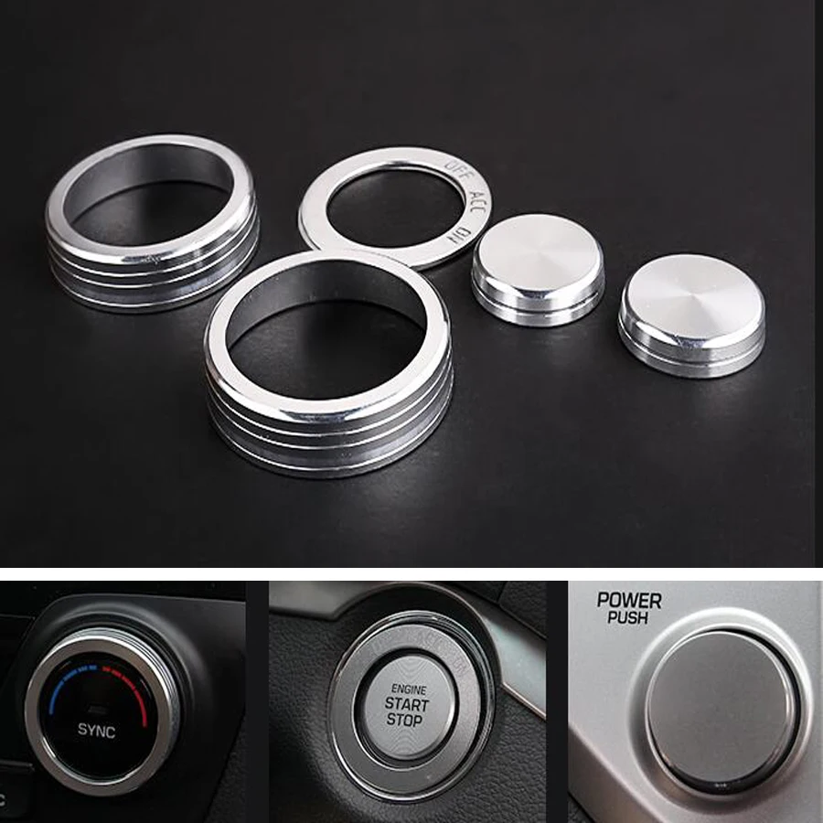 YAQUICKA Silver 5Pcs Car Audio Air Conditioner Ignition Switch Button Ring Cover Trim Styling Sticker For Hyundai Tucson 2016-17
YAQUICKA Silver 5Pcs Car Audio Air Conditioner Ignition Switch Button Ring Cover Trim Styling Sticker For Hyundai Tucson 2016-17