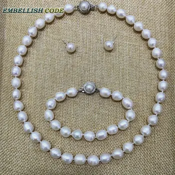 low price 9-10mm white pearl necklace bracelet earring set real natural Cultured Freshwater pearl teardrop shape Classic women
low price 9-10mm white pearl necklace bracelet earring set real natural Cultured Freshwater pearl teardrop shape Classic women