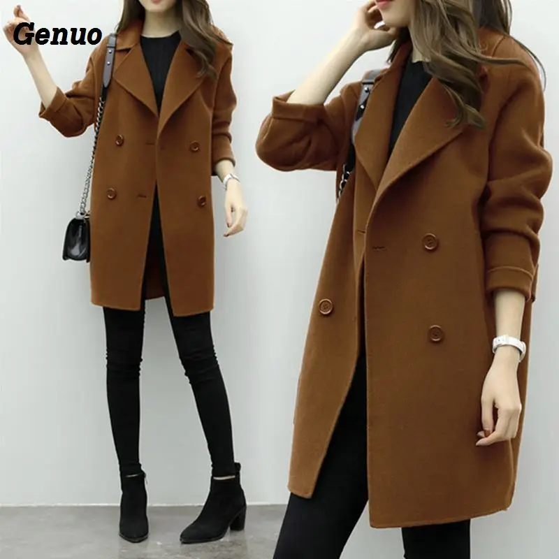 Genuo Thin Wool Coat Women Long Sleeve Turn-down Collar Outwear Jacket Genuo Casual Autumn Winter Elegant Overcoat Woolen Coat
Genuo Thin Wool Coat Women Long Sleeve Turn-down Collar Outwear Jacket Genuo Casual Autumn Winter Elegant Overcoat Woolen Coat