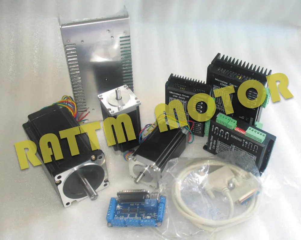 3 axis NEMA23/34 425/1600 oz-in (Dual shaft) CNC stepper motor + motor driver 4.5A,6A/ 50v,80V/ 256 microstep driver
3 axis NEMA23/34 425/1600 oz-in (Dual shaft) CNC stepper motor + motor driver 4.5A,6A/ 50v,80V/ 256 microstep driver