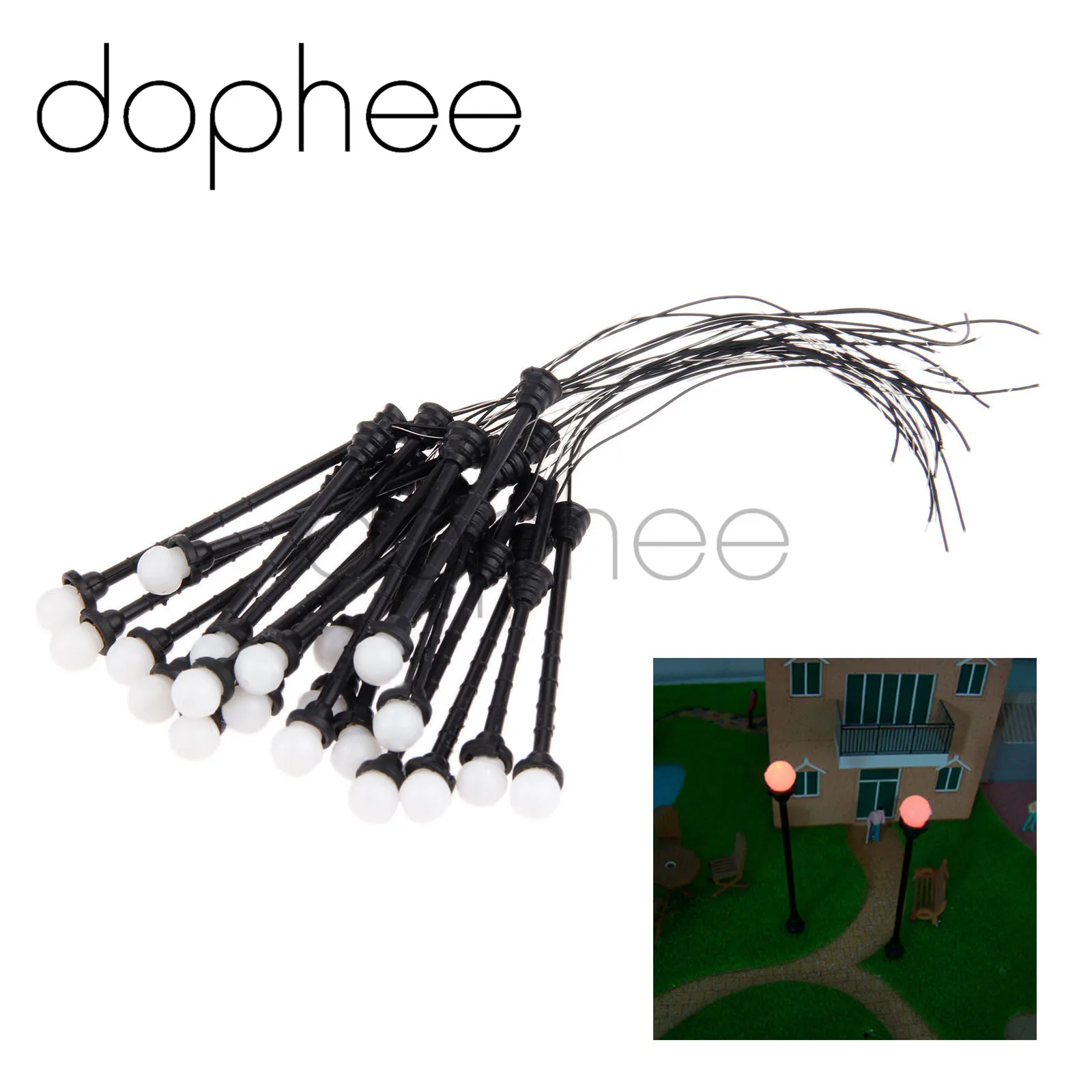 dophee 20pcs Model Garden LED Lamppost Single Head Wires Bulbs 6V Scale HO 1:100 for Landscape Coutyard Layout
dophee 20pcs Model Garden LED Lamppost Single Head Wires Bulbs 6V Scale HO 1:100 for Landscape Coutyard Layout