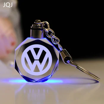 JQJ Laser Engraved Crystal Car Logo Keychain Styling