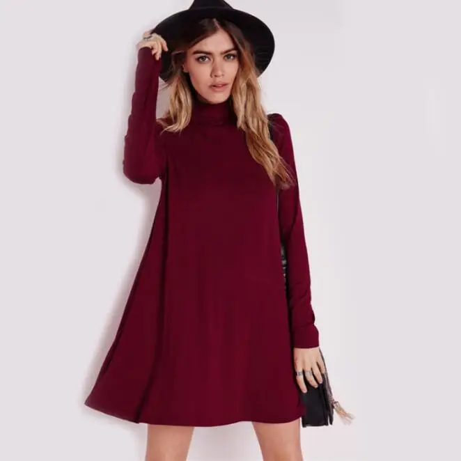 2018 New Women Loose Autumn Dresses Fashion Solid Long Sleeve Turtleneck Dress Vestido Casual Ladies Wine Red Mini Vestido Mujer
2018 New Women Loose Autumn Dresses Fashion Solid Long Sleeve Turtleneck Dress Vestido Casual Ladies Wine Red Mini Vestido Mujer