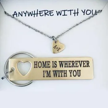 "HOME IS WHEREVER I'M WITH YOU" Keychain And Necklace Set Any Words Can Be Customed Gift For Lovers YP3996
"HOME IS WHEREVER I'M WITH YOU" Keychain And Necklace Set Any Words Can Be Customed Gift For Lovers YP3996