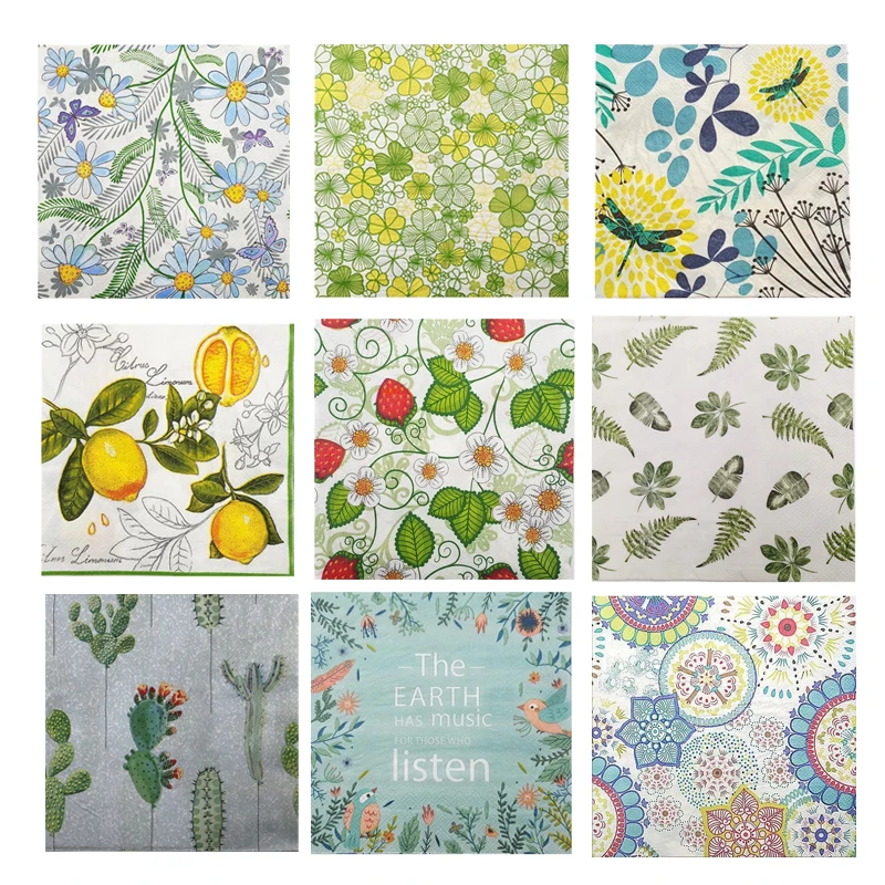 Decoupage Napkins Clover Leaf Green Plants Floral Paper Napkins for Decoupage Disposable Decorative Party Tissue Tableware
Decoupage Napkins Clover Leaf Green Plants Floral Paper Napkins for Decoupage Disposable Decorative Party Tissue Tableware