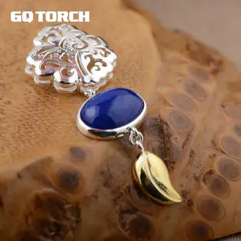 GQTORCH Natural Lapis Pendant 925 Sterling Silver Flower Hollow Design With 18k Gold Plated Leaves Exquisite Women Fine Jewelry
GQTORCH Natural Lapis Pendant 925 Sterling Silver Flower Hollow Design With 18k Gold Plated Leaves Exquisite Women Fine Jewelry