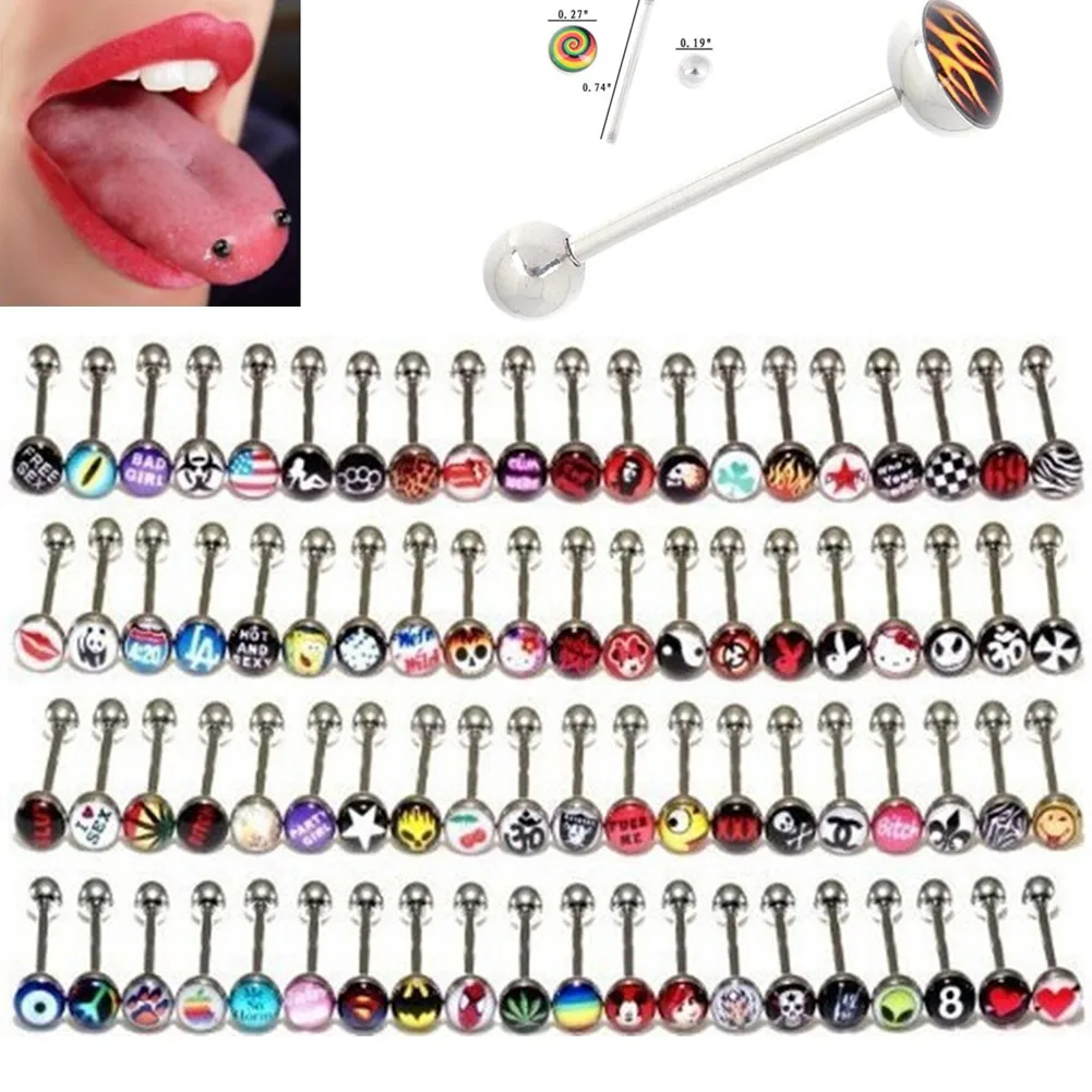 30Pcs Tongue Ring Tongue Bar Stainless Steel Body Piercing Punk Style Jewelry 20mm send random
30Pcs Tongue Ring Tongue Bar Stainless Steel Body Piercing Punk Style Jewelry 20mm send random
