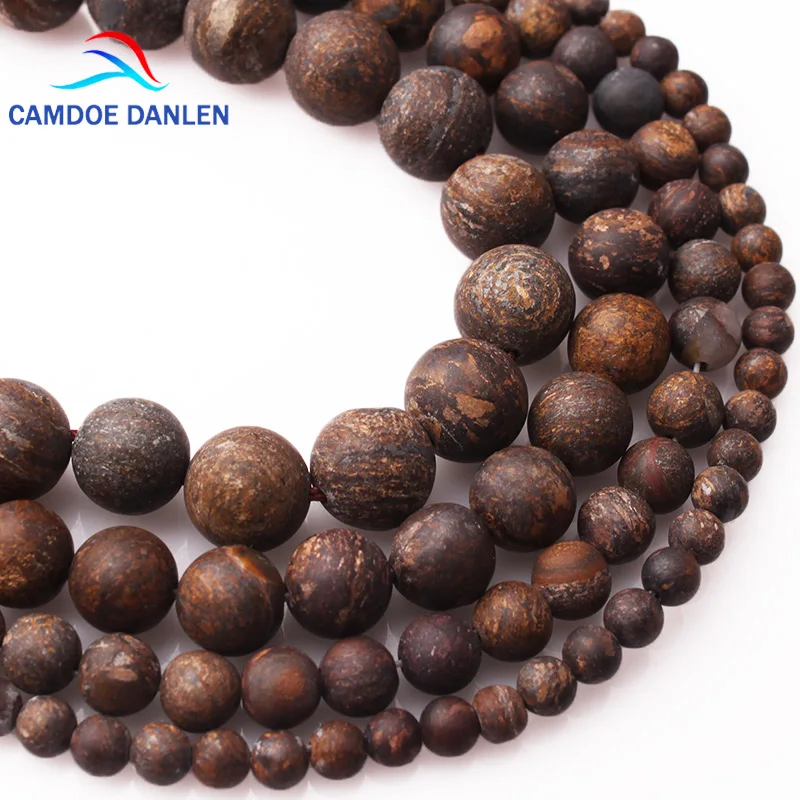 

CAMDOE DANLEN Natural Gem Brown Frosted Bronzite Stone Round Beads 4 6 8 10 12MM Fit Diy Beads For Jewelry Making Accessory