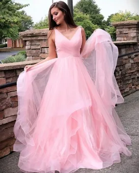 Sexy V Neck Formal Evening Gowns Pink A Line Tulle Simple Women Long Dresses Party Custom Plus Size Elegant Prom Dress
Sexy V Neck Formal Evening Gowns Pink A Line Tulle Simple Women Long Dresses Party Custom Plus Size Elegant Prom Dress