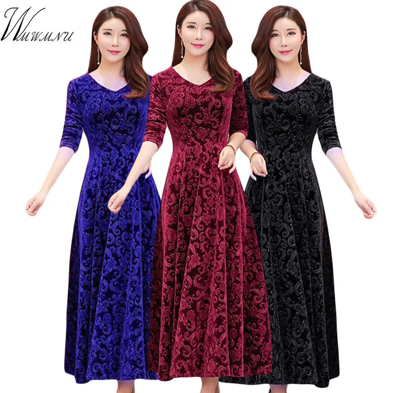Plus Size Velvet Long Sleeve Autumn Winter Maxi Dress Casual Basic Party Dress Women 2019 Slim Femme High Waist Retro Vestidos
Plus Size Velvet Long Sleeve Autumn Winter Maxi Dress Casual Basic Party Dress Women 2019 Slim Femme High Waist Retro Vestidos