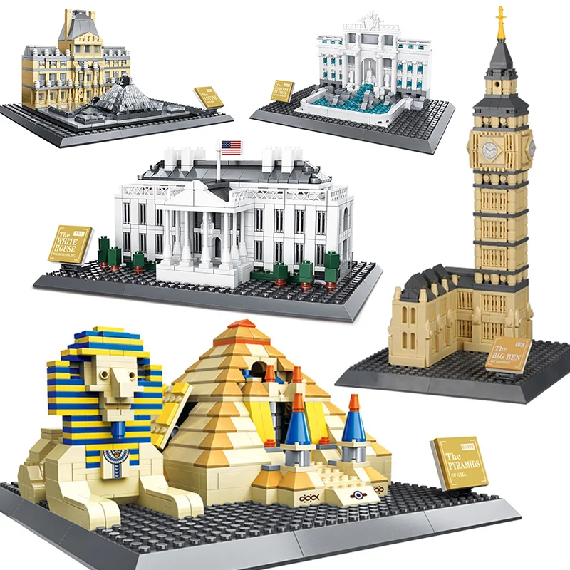 World Architecture Series Compatible Legoe Building Blocks Bricks Model Big Ben Di Trevi White House Pyramid Louvre Toy kids
World Architecture Series Compatible Legoe Building Blocks Bricks Model Big Ben Di Trevi White House Pyramid Louvre Toy kids