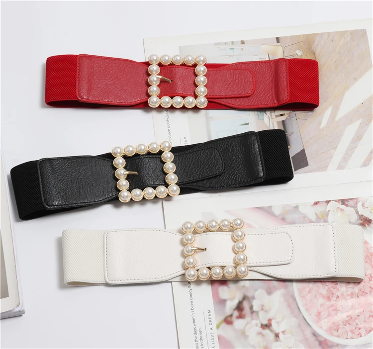2019 Pearl Square Buckle Women Waist Belts Red White PU Elastic Waist Band Female Corset Girdle Belt Summer Shirt Dress Belt New
2019 Pearl Square Buckle Women Waist Belts Red White PU Elastic Waist Band Female Corset Girdle Belt Summer Shirt Dress Belt New