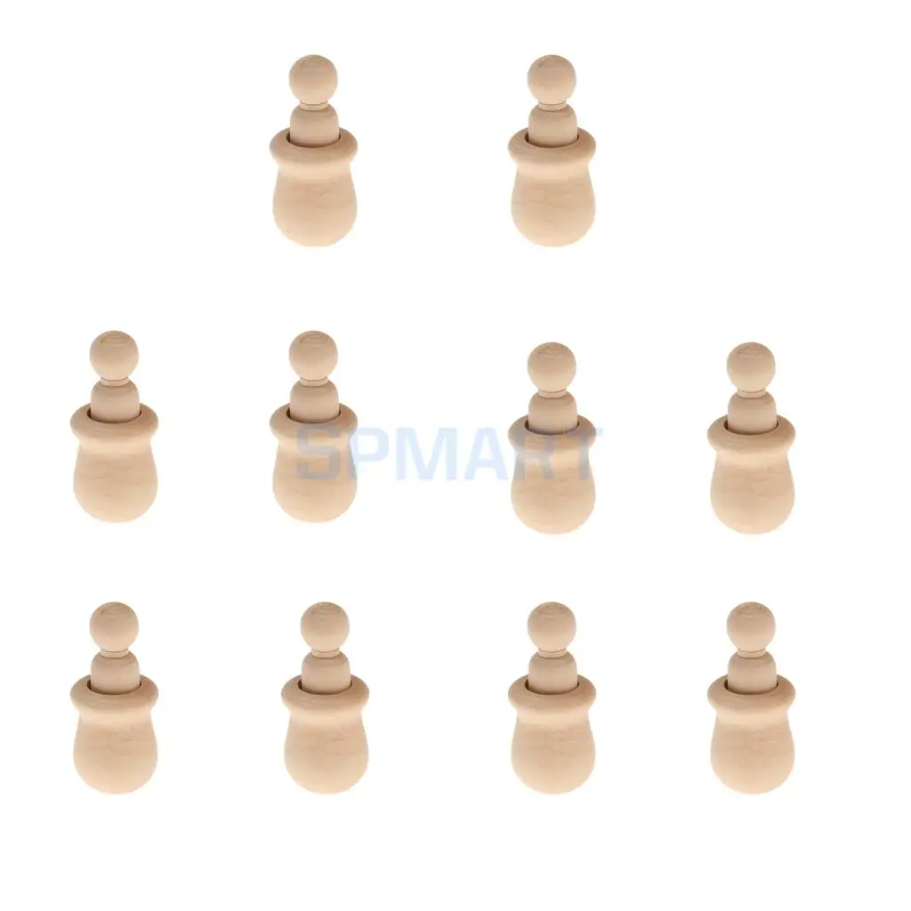 20pcs Wooden Family People Nesting Set Plain Unfinished Peg Dolls DIY Making Findings Cake Topper DIY Craft Kids Toy Gift