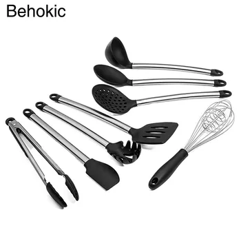 Behokic Professional Silicone and Stainless Steel Kitchen Utensil Kit Set Whisk Tong Spatula Pasta Server Slotted Turner Spoon
Behokic Professional Silicone and Stainless Steel Kitchen Utensil Kit Set Whisk Tong Spatula Pasta Server Slotted Turner Spoon