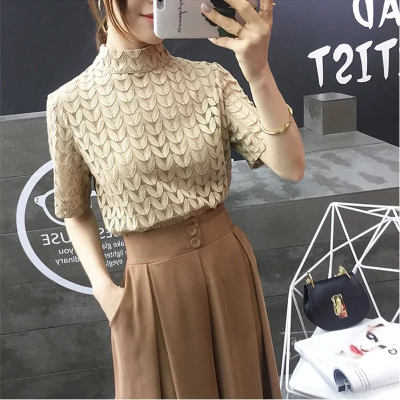 Blusas Mujer 2019 Women's Sexy Lace Blouse Black Satin Sheer Tops Hollow Out Solid Women Turtleneck Shirt Plus Size
Blusas Mujer 2019 Women's Sexy Lace Blouse Black Satin Sheer Tops Hollow Out Solid Women Turtleneck Shirt Plus Size