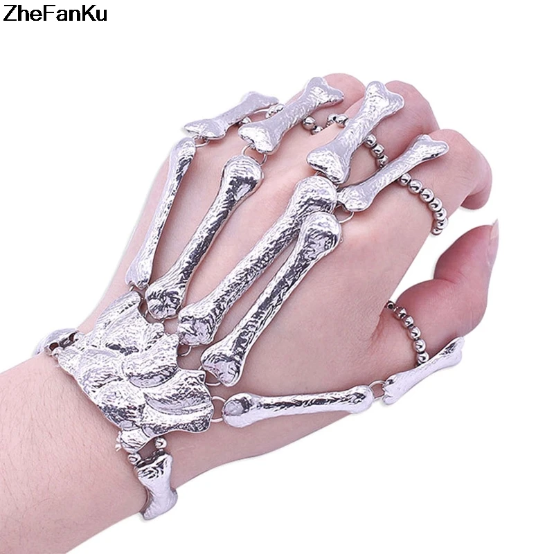 Nightclub Gothic Punk Skull Finger Bracelets for Women Skeleton Bone Hand Bracelets Bangles 2019 Christmas Halloween Gift
Nightclub Gothic Punk Skull Finger Bracelets for Women Skeleton Bone Hand Bracelets Bangles 2019 Christmas Halloween Gift