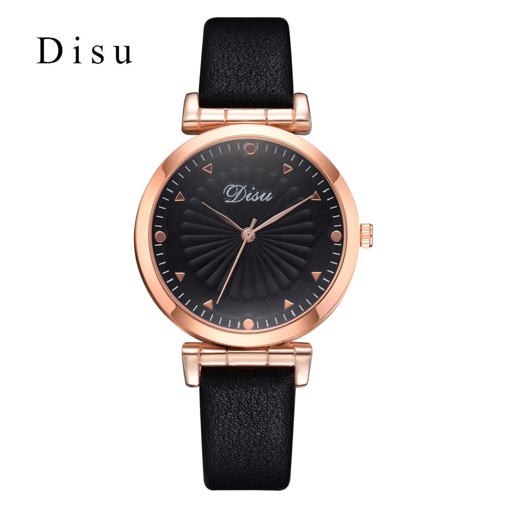 Disu Brand Fashion Leather Women's Wristwatch Luxury Rose Black Band Simple Desgin Watch Quartz Clock Relogio Feminino
Disu Brand Fashion Leather Women's Wristwatch Luxury Rose Black Band Simple Desgin Watch Quartz Clock Relogio Feminino