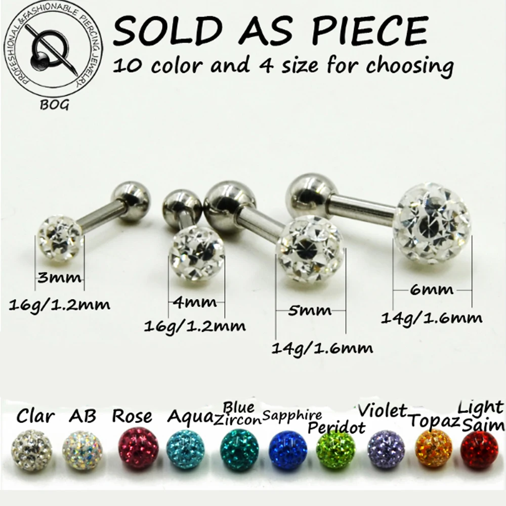 1pc Tragus Helix Bar Top Upper Ear Earring Labret Body Jewelry Piercing With Epoxy Ferido Disco Crystal Ferido Ball 14g 16g
1pc Tragus Helix Bar Top Upper Ear Earring Labret Body Jewelry Piercing With Epoxy Ferido Disco Crystal Ferido Ball 14g 16g