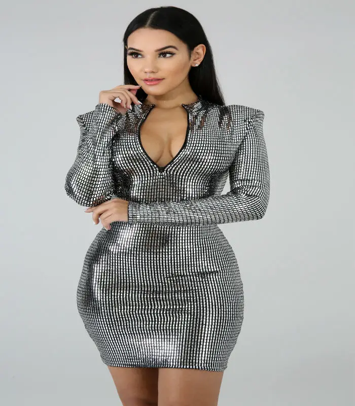 New Deep V-Neck Fashion Two Sides Wear Celebrity Evening Club Dresses Sexy Autumn Dresses Long Sleeve Silver Women Dress
New Deep V-Neck Fashion Two Sides Wear Celebrity Evening Club Dresses Sexy Autumn Dresses Long Sleeve Silver Women Dress