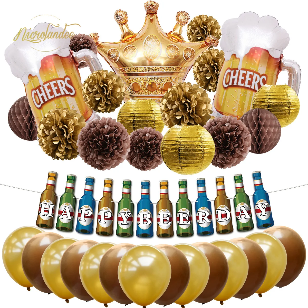 NICROLANDEE 32 pcs/set Happy Beer Day Party Decoration Kit Gold Coffee CHEERS Balloons Garland Decor Home DIY Party
NICROLANDEE 32 pcs/set Happy Beer Day Party Decoration Kit Gold Coffee CHEERS Balloons Garland Decor Home DIY Party
