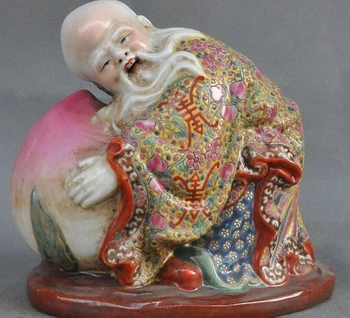8"Old China Wucai Porcelain CarvedLucky Peach Longevity god immortal Statue A
8"Old China Wucai Porcelain CarvedLucky Peach Longevity god immortal Statue A