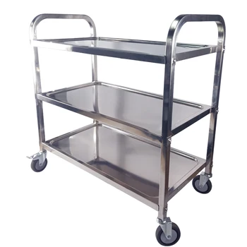 Large 3 Tier Trolley Cart for Catering Hotel Restaurant Stainless Steel Wheeled Storage Rack Shelf Trolley with TPR Mute Wheel
Large 3 Tier Trolley Cart for Catering Hotel Restaurant Stainless Steel Wheeled Storage Rack Shelf Trolley with TPR Mute Wheel