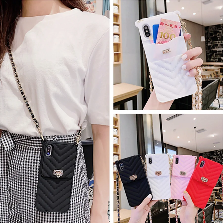 wallet card case for iphone 7 8 6 6s plus X XR XS MAX case cover shoulder chain strap soft silicone Anti-knock phone bag capa
wallet card case for iphone 7 8 6 6s plus X XR XS MAX case cover shoulder chain strap soft silicone Anti-knock phone bag capa