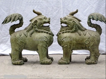 Regius Classical pure Bronze Evil spirits Door kylin Unicorn Foo Dog Lion Pair
Regius Classical pure Bronze Evil spirits Door kylin Unicorn Foo Dog Lion Pair