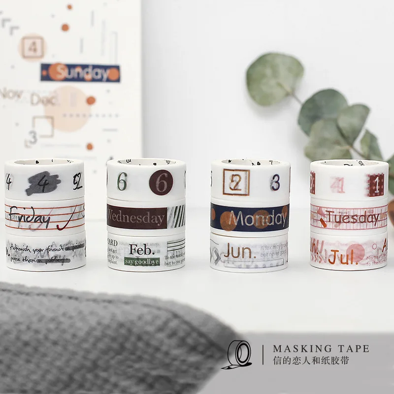 3roll/set 15mm wide Month/week Sticker hiduke decoration washi tape DIY planner scrapbooking diary masking tape
3roll/set 15mm wide Month/week Sticker hiduke decoration washi tape DIY planner scrapbooking diary masking tape