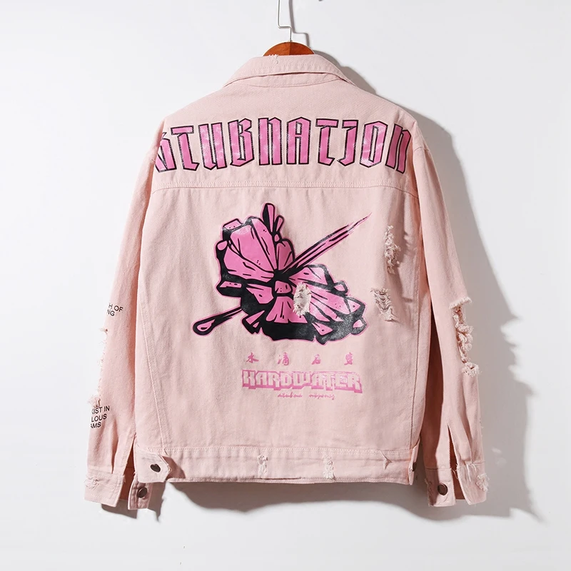 Constant Effort Brings Success Pattern Denim Jacket Women Pink Tearing Hole Letters Lapel Jean Coat Female Loose Denim Jackets
Constant Effort Brings Success Pattern Denim Jacket Women Pink Tearing Hole Letters Lapel Jean Coat Female Loose Denim Jackets