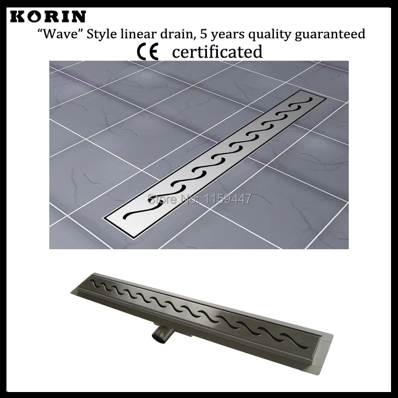 

600mm "Wave" Style Stainless Steel 304 Linear Shower Drain, Horizontal Drain, Floor Waste, Deodorant Shower Channel