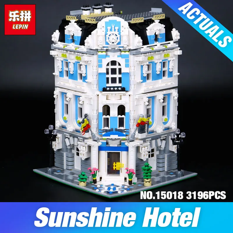 

New 3196pcs Lepin 15018 MOC City Series The Sunshine Hotel Set Building Blocks Bricks Educational Toys DIY Children Day's Gift