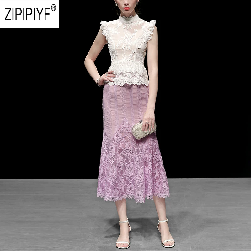 2019 Summer Euro Style Women Style Stand Neck Embroidery Ruffles Chiffon Blouse Top A-Line Long Purple Elegant Skirts Z1910
2019 Summer Euro Style Women Style Stand Neck Embroidery Ruffles Chiffon Blouse Top A-Line Long Purple Elegant Skirts Z1910