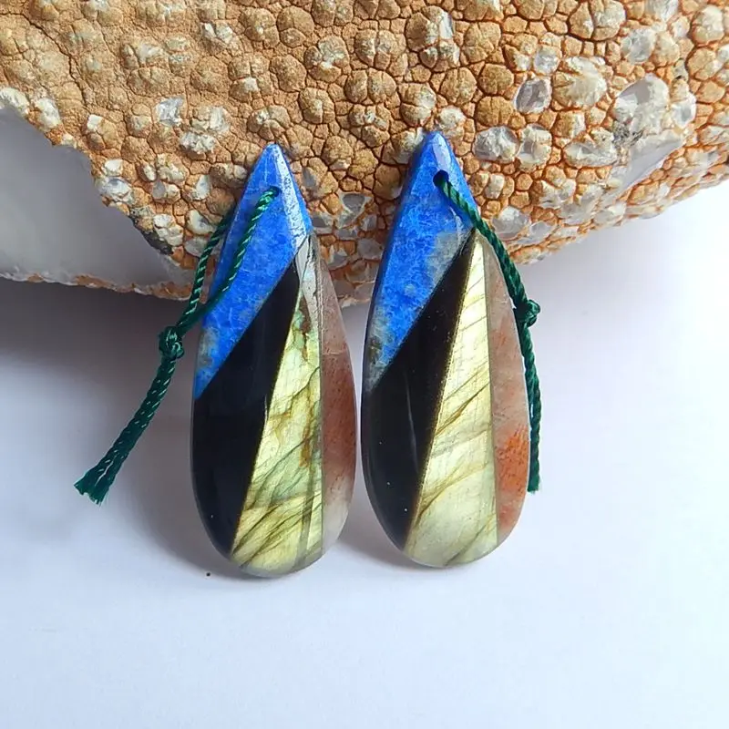 Natural Stone Gemstone Water Drop Lapis Lazuli obsidian Labradorite Sun stone Earrings bead 39x15x5mm 7.8g Beauty Women earrings
Natural Stone Gemstone Water Drop Lapis Lazuli obsidian Labradorite Sun stone Earrings bead 39x15x5mm 7.8g Beauty Women earrings