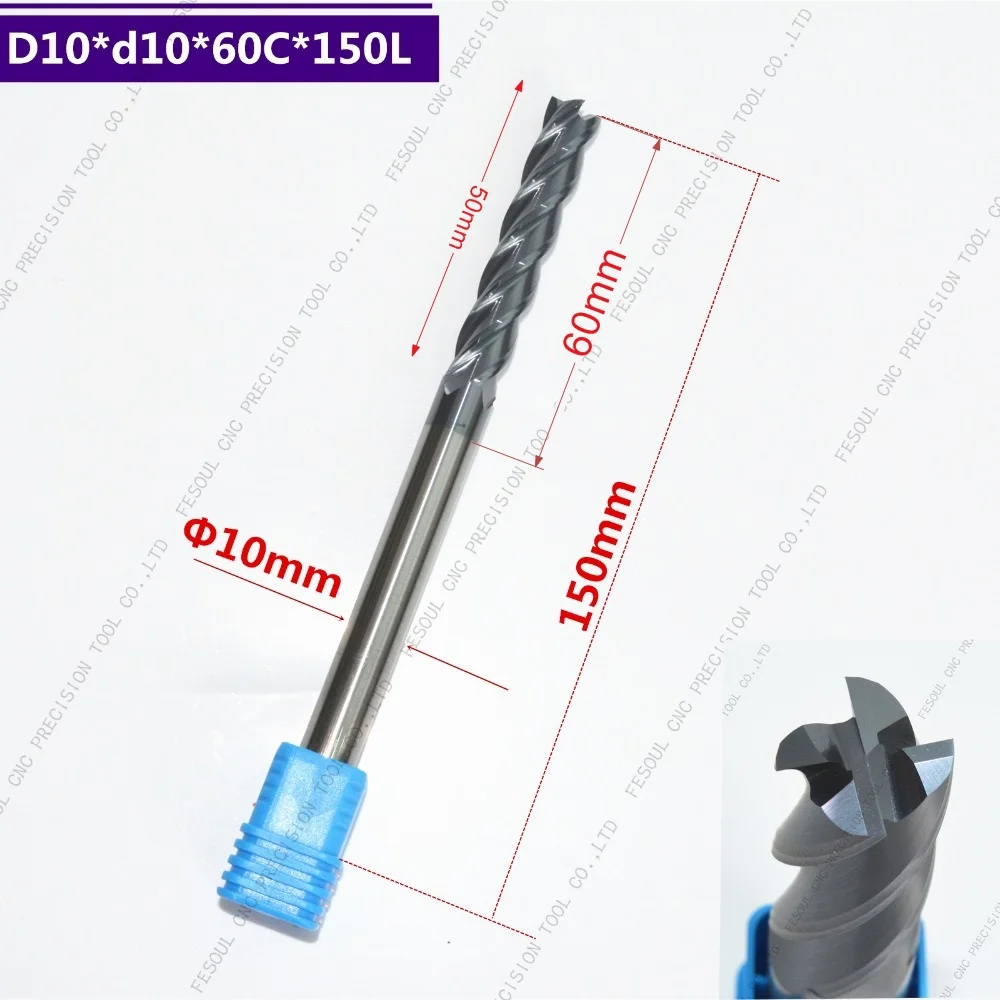 10mm-10mm-150mm-Freeshipping-CNC-solid-carbide-end-mill-TiAlN-coated-end-milling-cutter-HRC-50_New