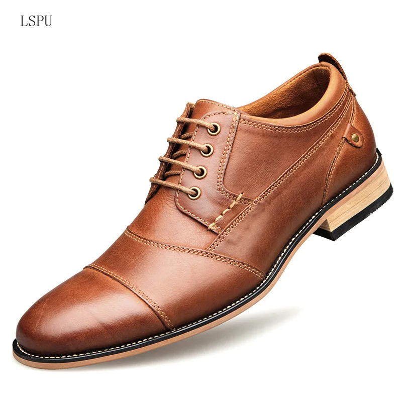 Фото Brand Men Shoes Top Quality Oxfords British Style Genuine Leather Dress Business Formal Flats Plus Size49 | Обувь