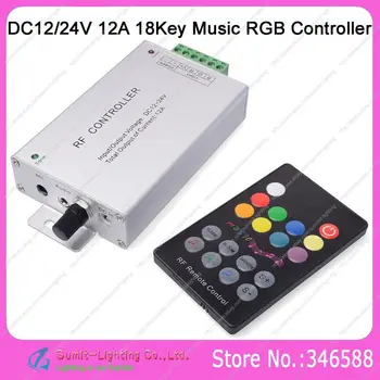 DC12-24V 12A Sound Music RGB Controller Aluminum with 18 Key RF Wilress Remote Controller for 5050 or 3528SMD RGB LED Strips
DC12-24V 12A Sound Music RGB Controller Aluminum with 18 Key RF Wilress Remote Controller for 5050 or 3528SMD RGB LED Strips