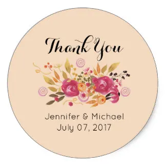 3.8cm Pink and Orange Flower Bouquet Wedding Thank You Classic Round Sticker 
3.8cm Pink and Orange Flower Bouquet Wedding Thank You Classic Round Sticker