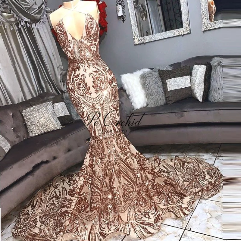 PEORCHID Sparkle Rose Gold Sequin Evening Dresses Women Long Avondjurk 2019 V Neck Sexy Fitted Mermaid Party Prom Gowns 
PEORCHID Sparkle Rose Gold Sequin Evening Dresses Women Long Avondjurk 2019 V Neck Sexy Fitted Mermaid Party Prom Gowns